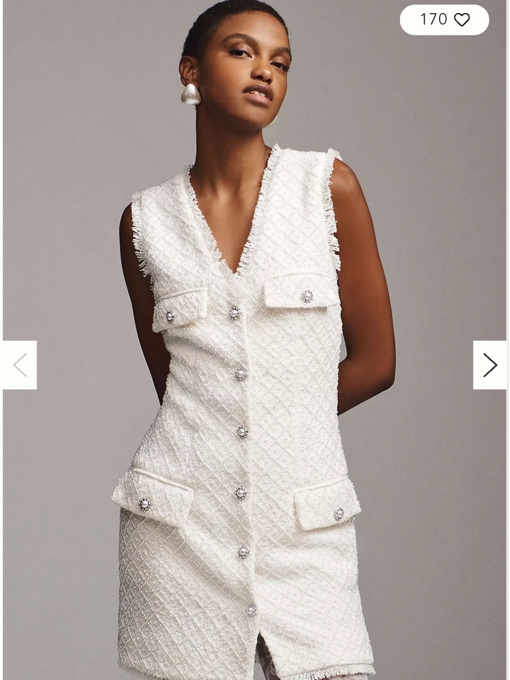 Anthropology ELLA White Tweed Sleeveless Mini Dress - Picture 2 of 5